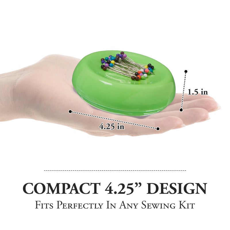 Grabbit Magnetic Sewing Pincushion with 50 Plastic Head Pins â€“ Magnet Pin Organizer for Quilting, Embroidery, Needles, Bobby Pins, & Craft Storage, Lime Green - Image 5